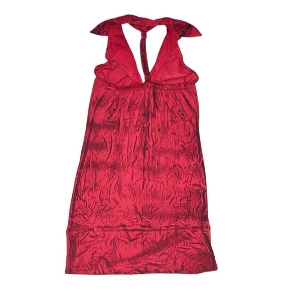 Y2K Oxus Size XS Red Abstract Patterned Body-Con Structured Halter Mini Dress - Picture 2 of 5